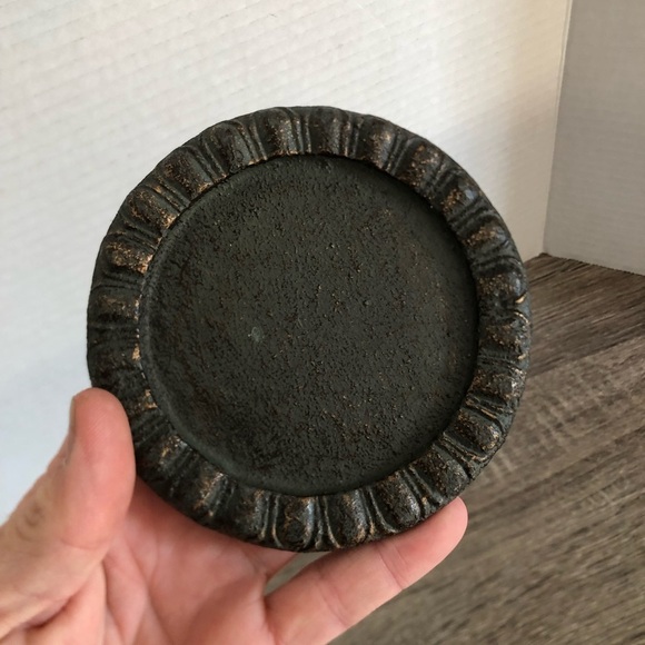 Vtg Heavy Cast Metal Footed Candle Holder - Picture 5 of 9